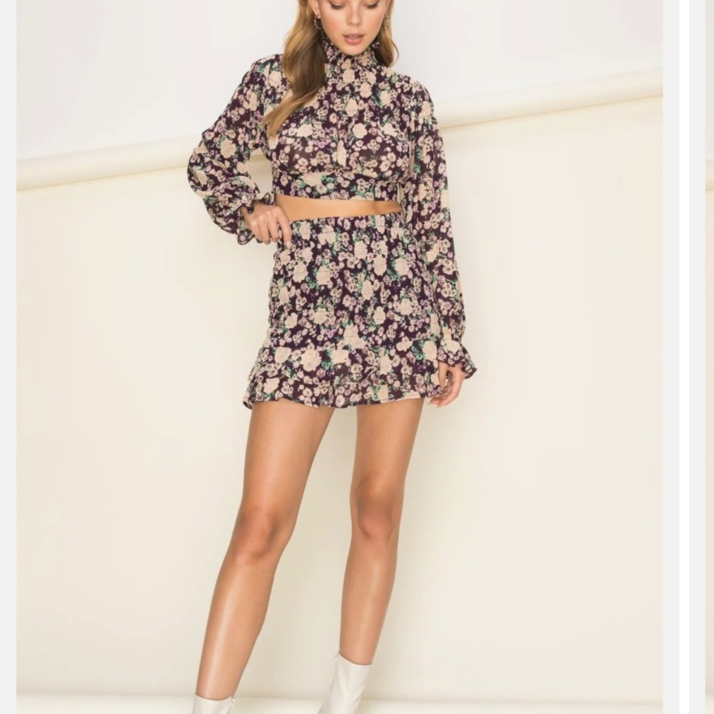 Talulah - Skirt set in purple floral print, S